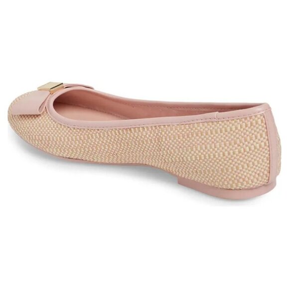 💕TED BAKER LONDON💕 Sualli Flat Raffia Pink Bow Ballet Pumps 38 New Without Box - Picture 9 of 16